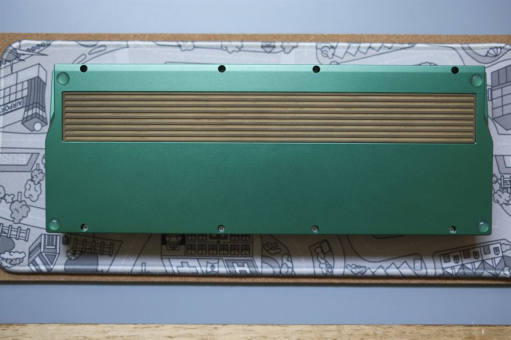 Underside of the case showing the brass weight