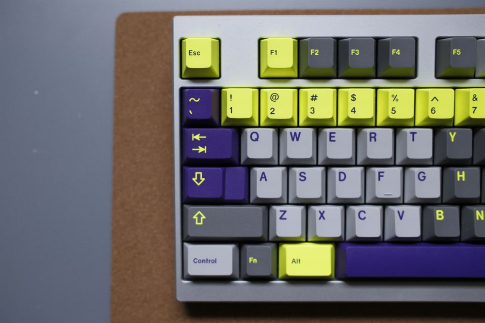 Close-up of the volt-green Esc and function row
