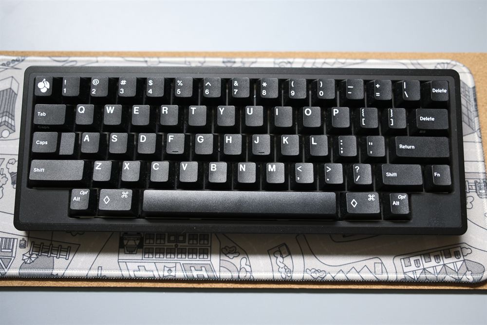 Top-down plan view of the Bowl Pangea Mini HHKB with GMK Mono