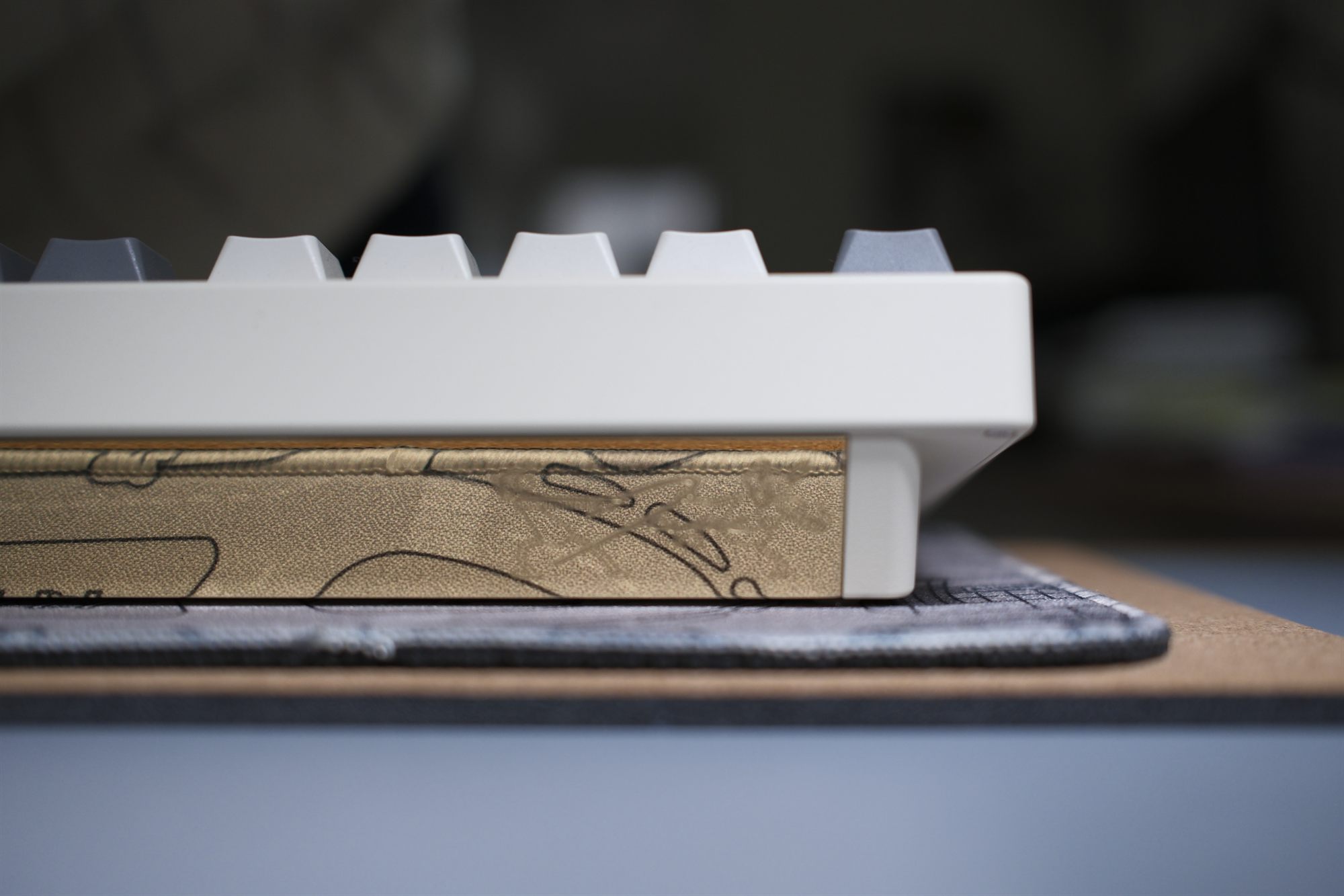 TGR Rubrejane, low side profile — beige coated case over a gold PVD mirror weight with cartoon engravings