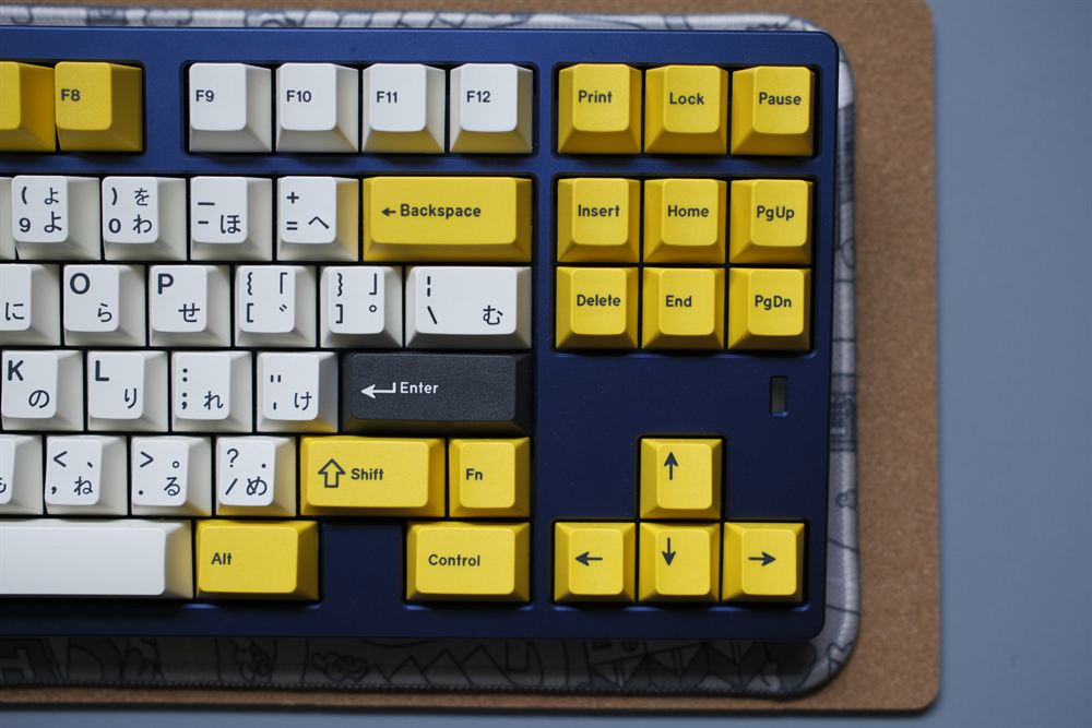 Right cluster with yellow navigation keys and arrow cluster